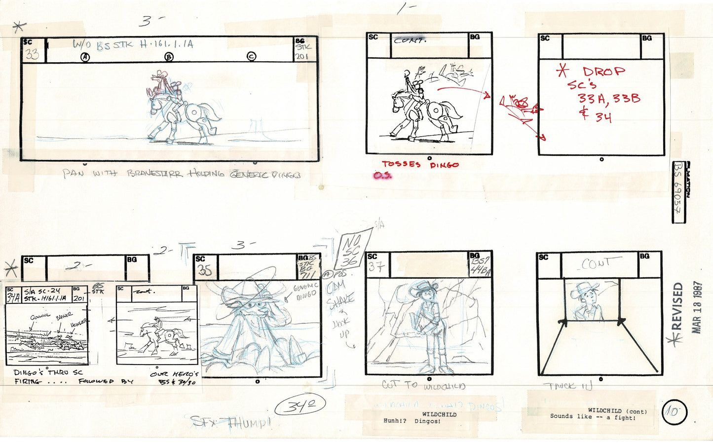 Bravestarr 1987 Production Animation Storyboard Page Filmation A-017