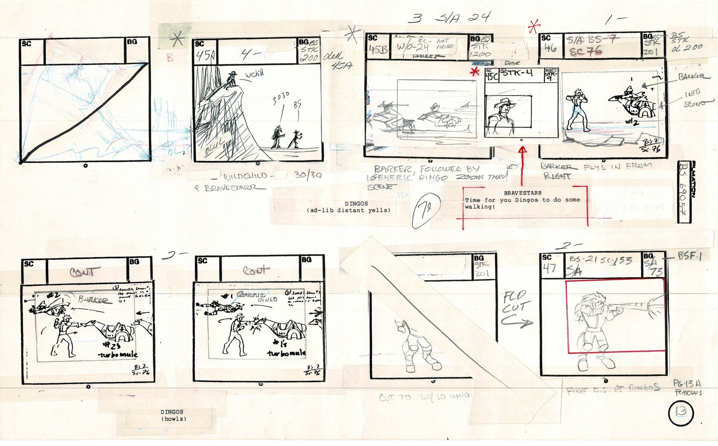 Bravestarr 1987 Production Animation Storyboard Page Filmation A-020