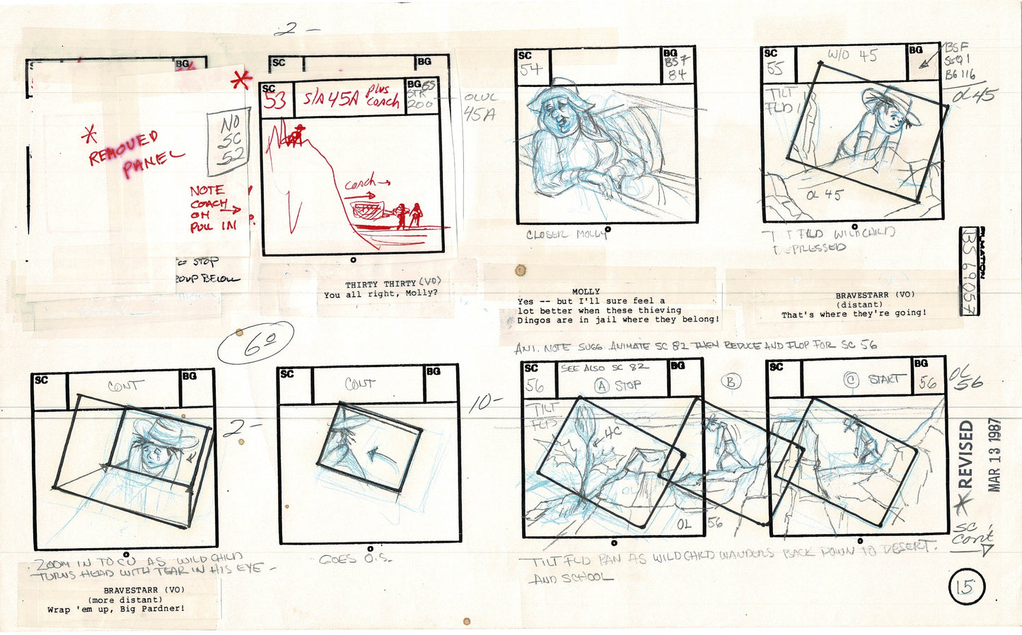 Bravestarr 1987 Production Animation Storyboard Page Filmation A-023