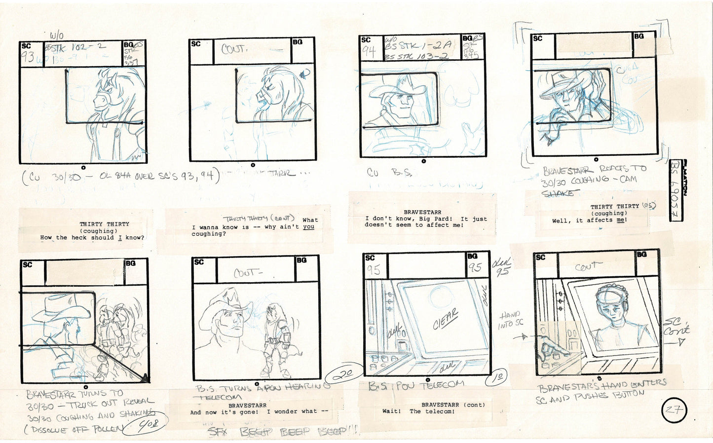 Bravestarr 1987 Production Animation Storyboard Page Filmation A-035