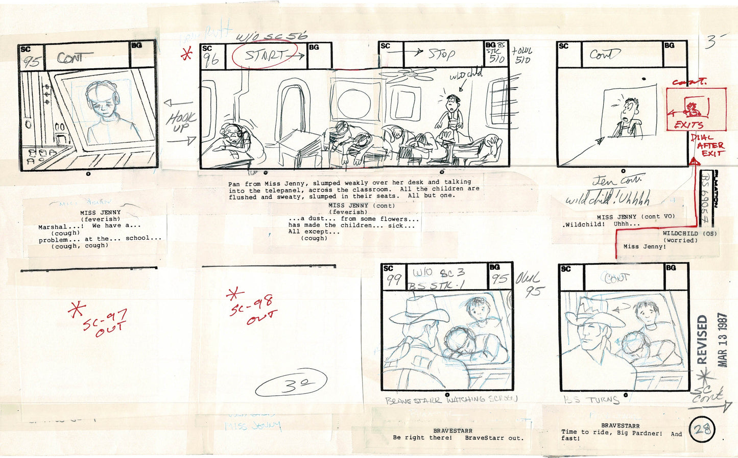 Bravestarr 1987 Production Animation Storyboard Page Filmation A-036