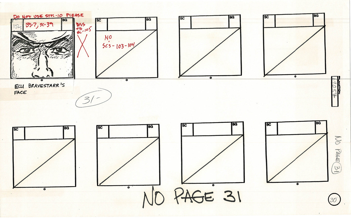 Bravestarr 1987 Production Animation Storyboard Page Filmation A-038