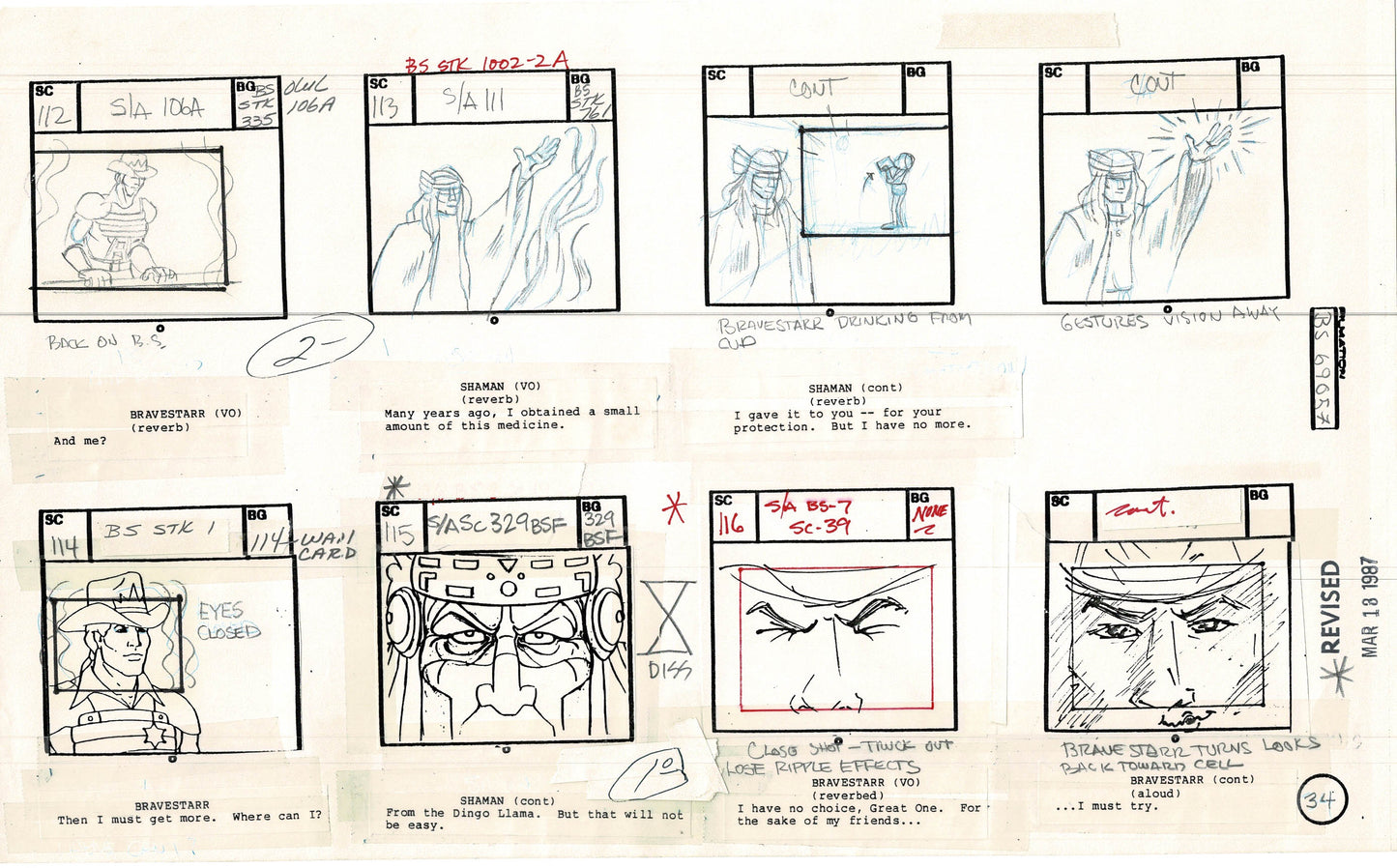 Bravestarr 1987 Production Animation Storyboard Page Filmation A-041