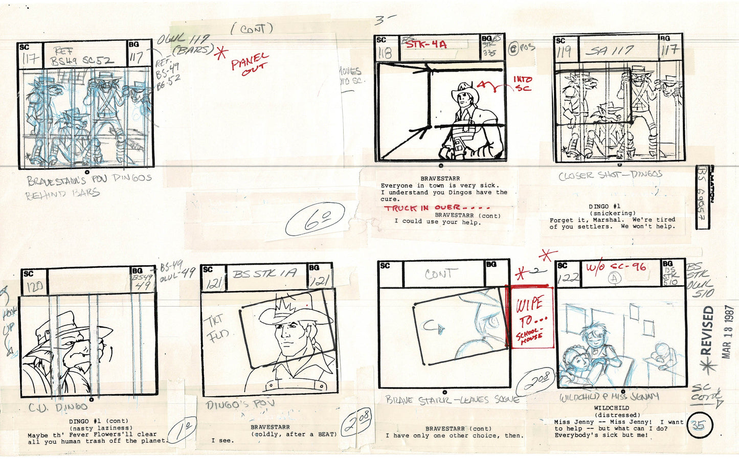 Bravestarr 1987 Production Animation Storyboard Page Filmation A-042