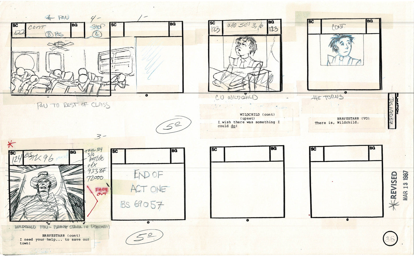 Bravestarr 1987 Production Animation Storyboard Page Filmation A-043