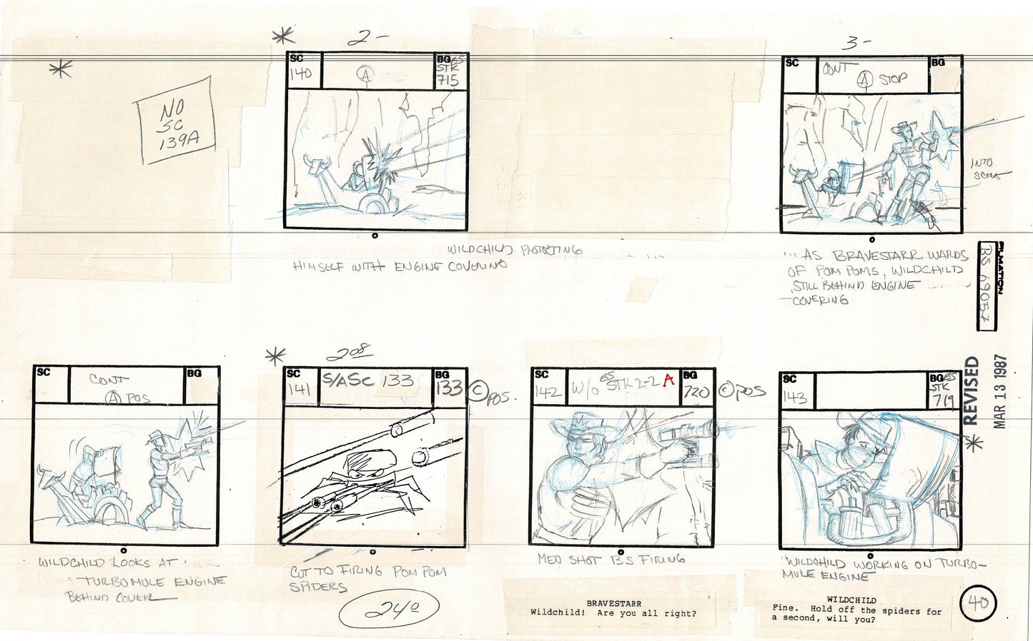 Bravestarr 1987 Production Animation Storyboard Page Filmation A-048