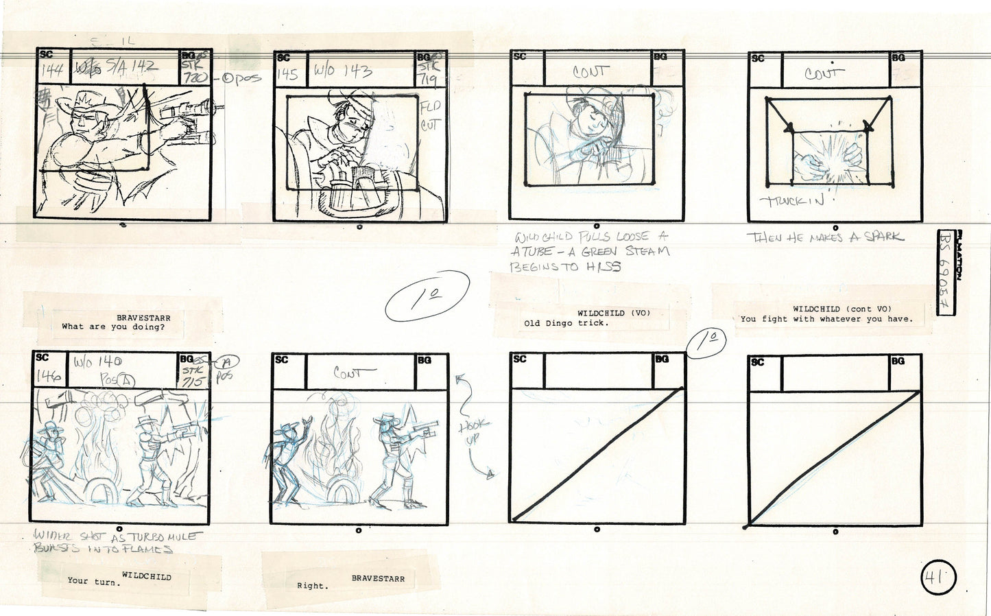 Bravestarr 1987 Production Animation Storyboard Page Filmation A-049