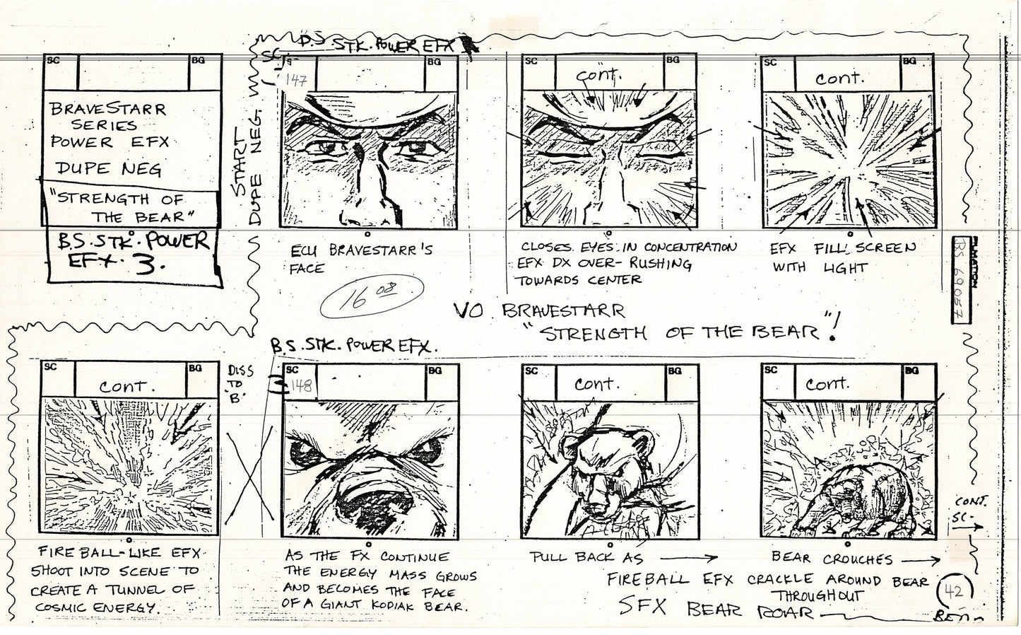 Bravestarr 1987 Production Animation Storyboard Page Filmation A-050