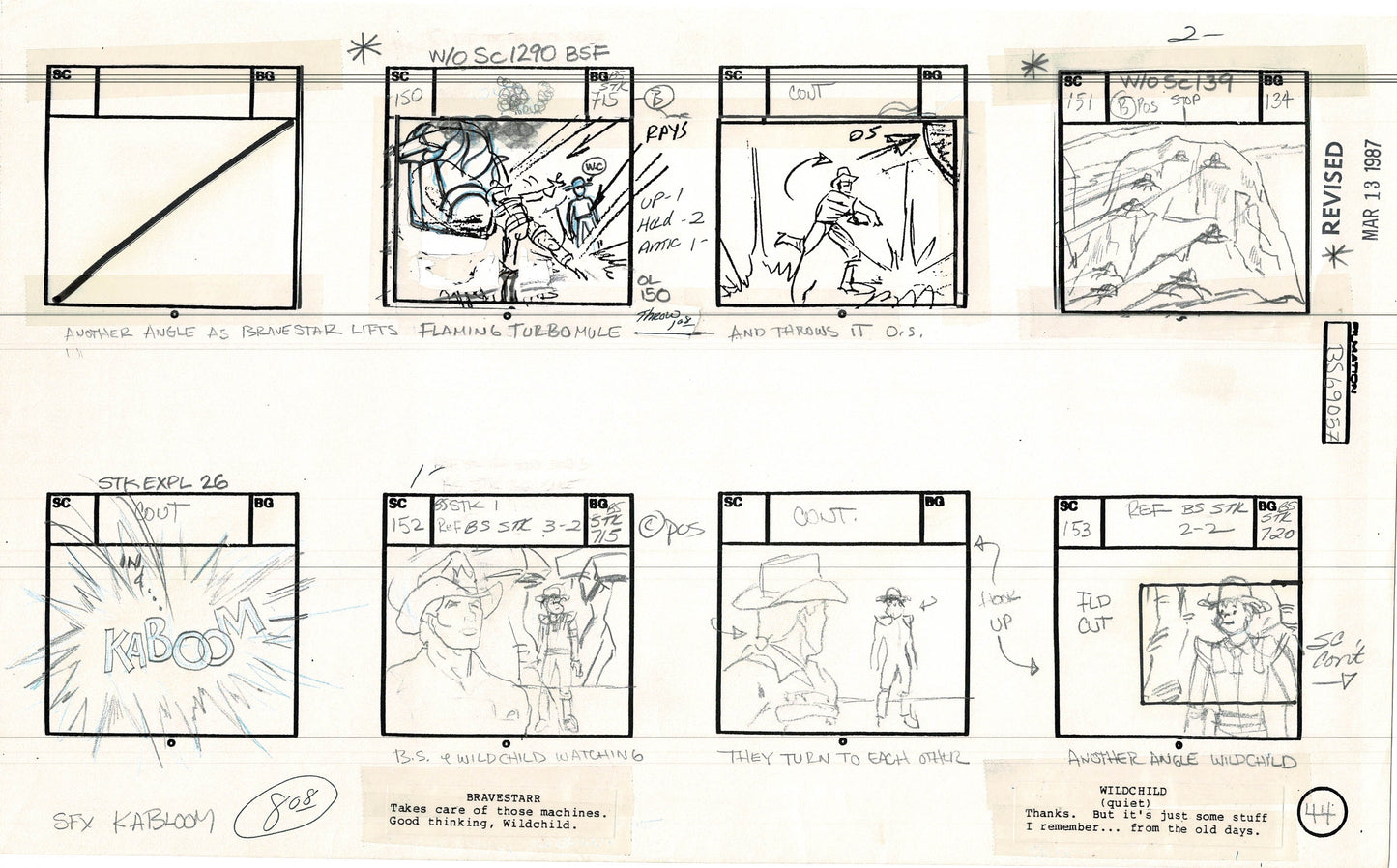 Bravestarr 1987 Production Animation Storyboard Page Filmation A-052