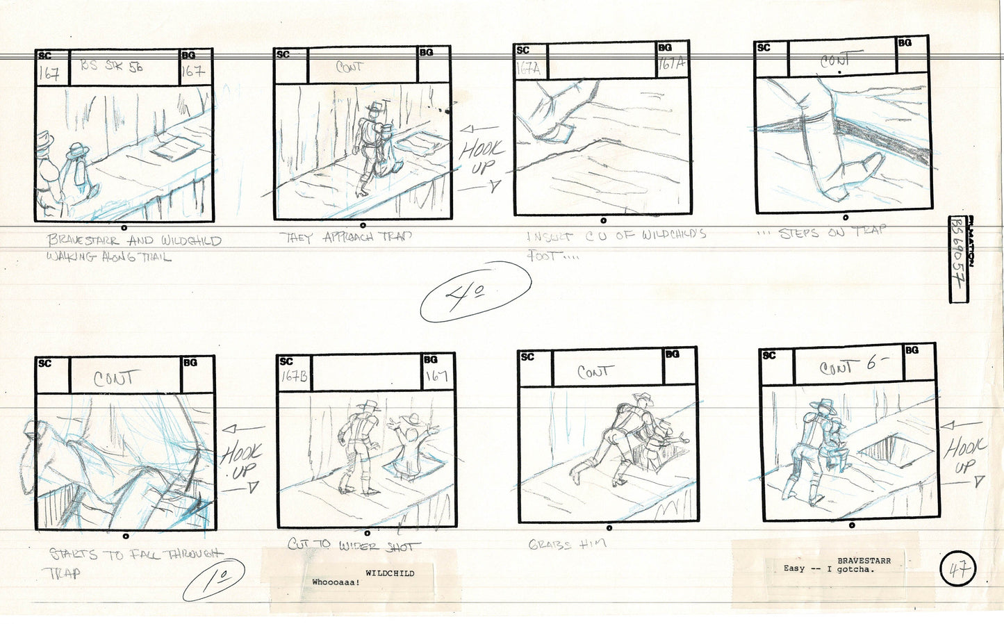 Bravestarr 1987 Production Animation Storyboard Page Filmation A-056