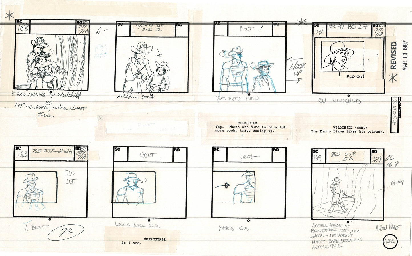 Bravestarr 1987 Production Animation Storyboard Page Filmation A-057