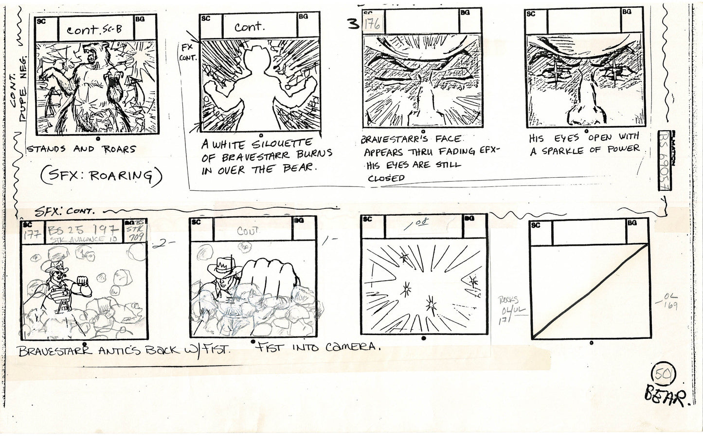 Bravestarr 1987 Production Animation Storyboard Page Filmation A-061