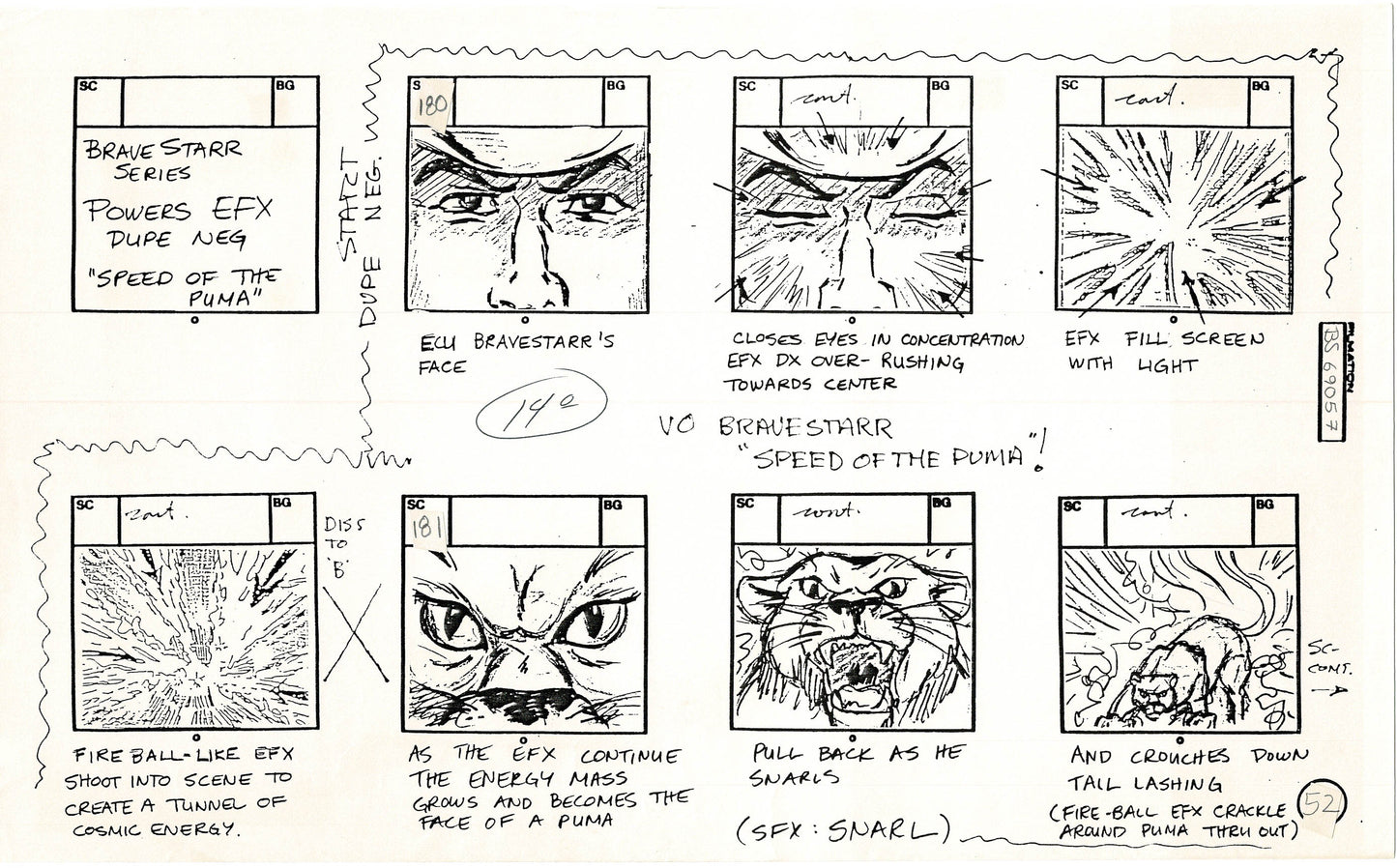 Bravestarr 1987 Production Animation Storyboard Page Filmation A-063