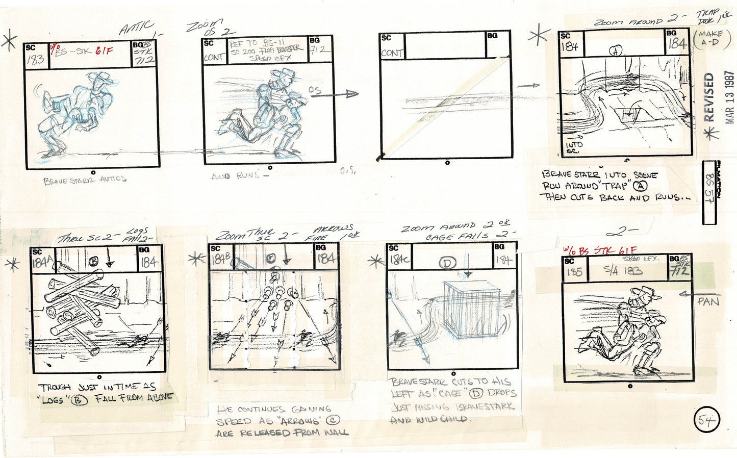 Bravestarr 1987 Production Animation Storyboard Page Filmation A-065