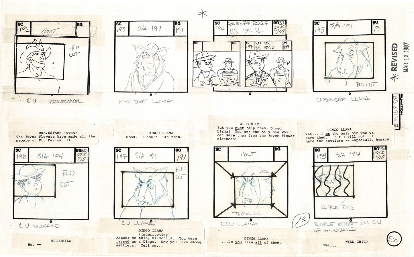 Bravestarr 1987 Production Animation Storyboard Page Filmation A-068