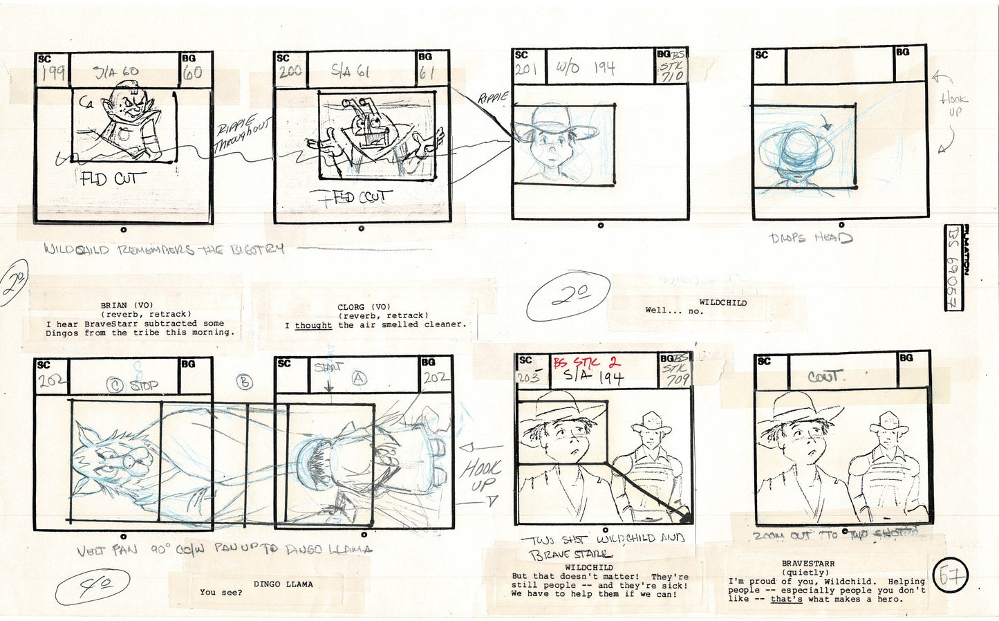 Bravestarr 1987 Production Animation Storyboard Page Filmation A-069