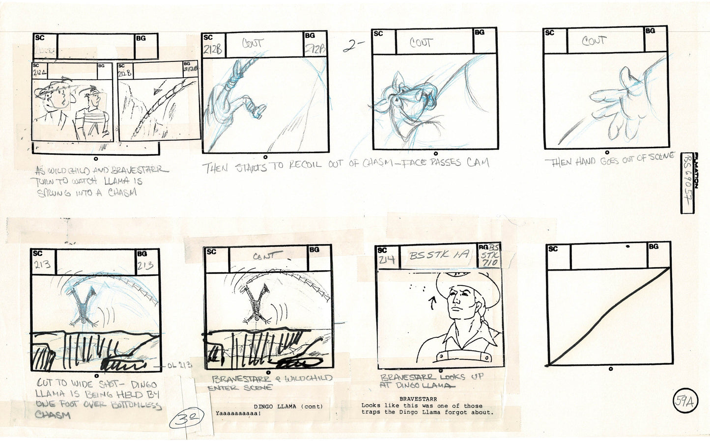 Bravestarr 1987 Production Animation Storyboard Page Filmation A-073