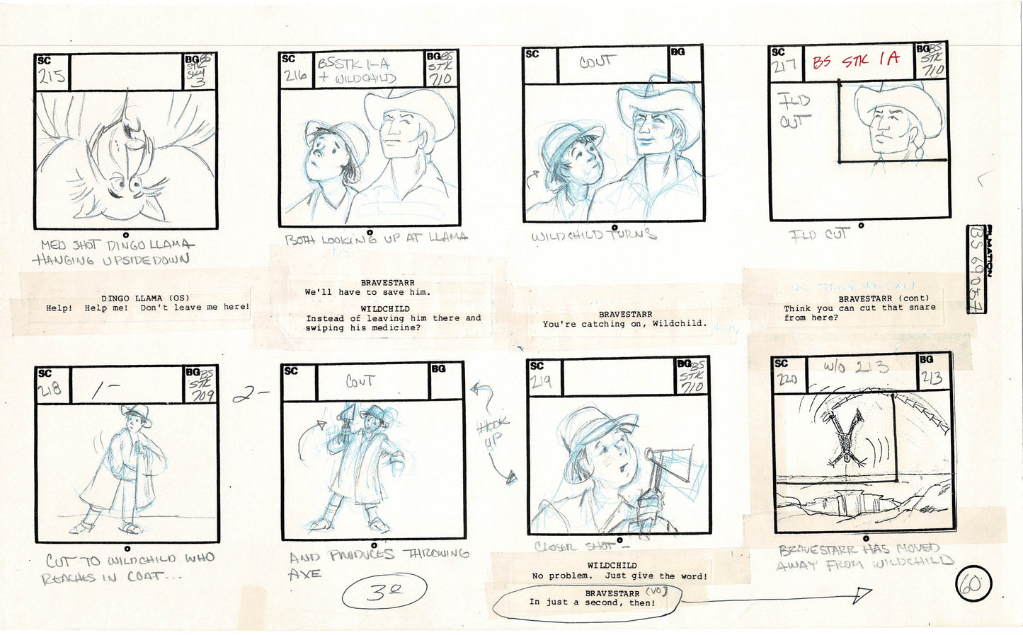 Bravestarr 1987 Production Animation Storyboard Page Filmation A-074