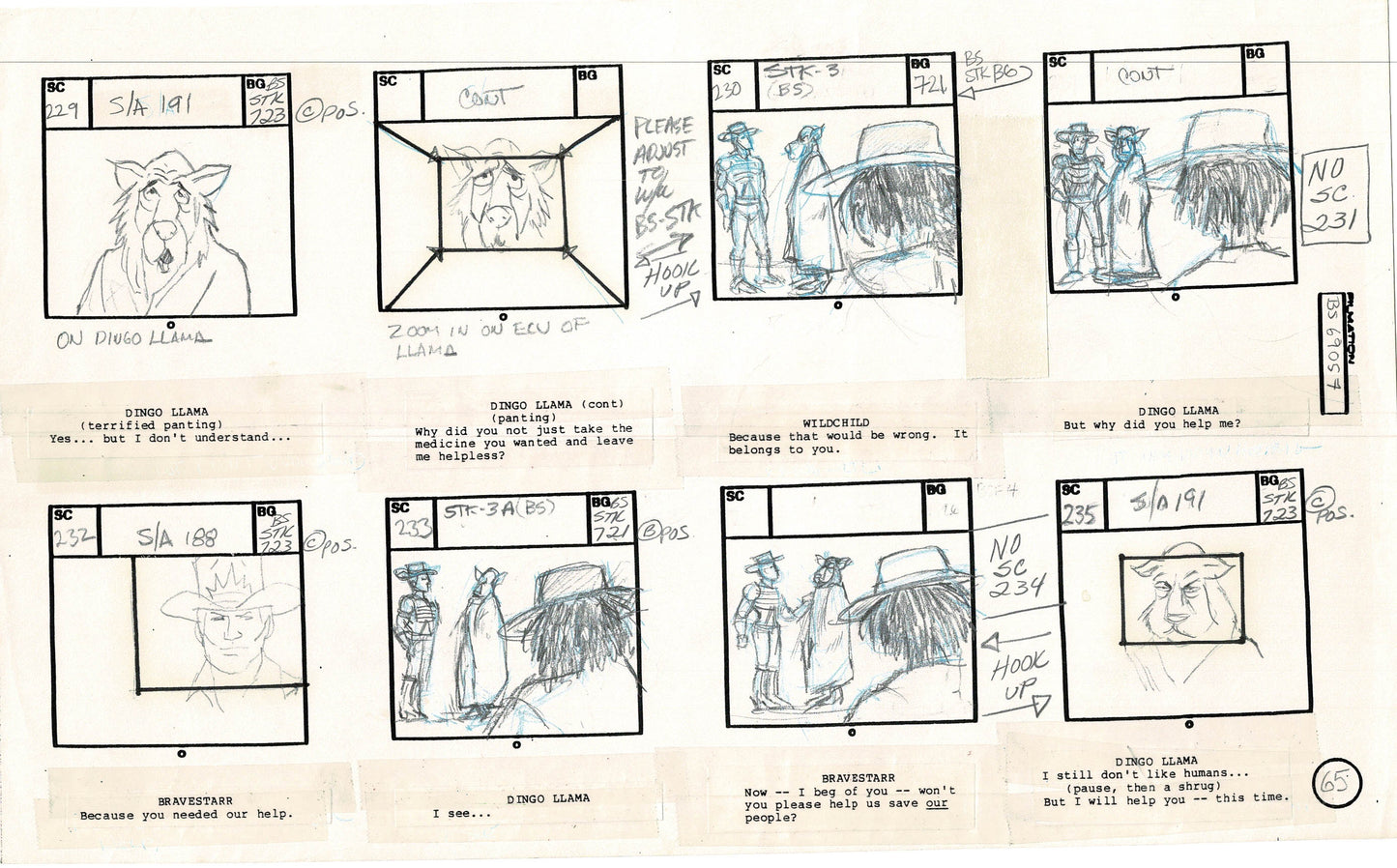 Bravestarr 1987 Production Animation Storyboard Page Filmation A-079