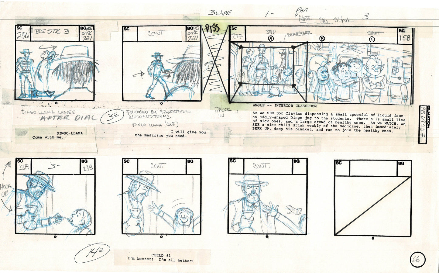 Bravestarr 1987 Production Animation Storyboard Page Filmation A-080