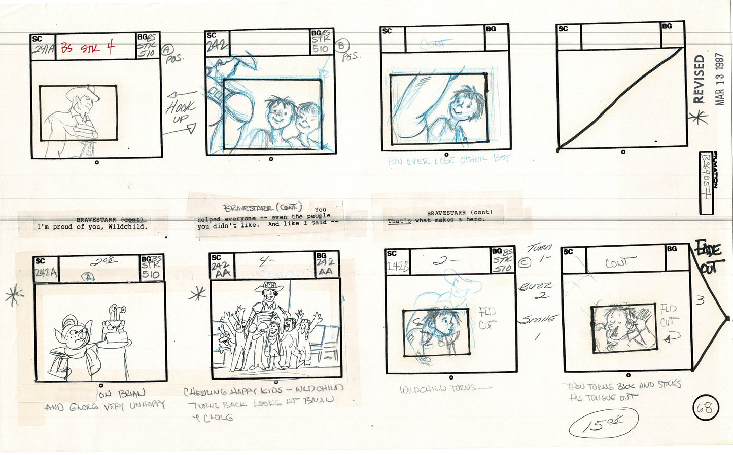 Bravestarr 1987 Production Animation Storyboard Page Filmation A-082