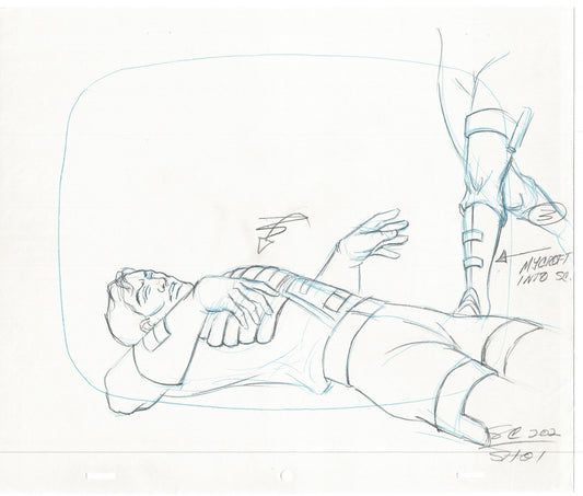 LOT OF 2 Sherlock Holmes Bravestarr Animation Cel Drawing Filmation 1988 sh271-2