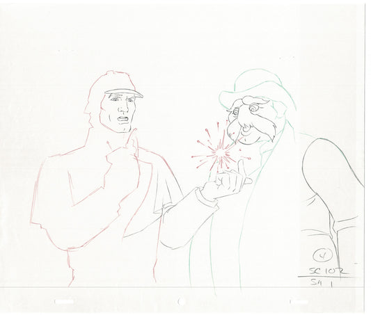 LOT OF 2 Sherlock Holmes Bravestarr Animation Cel Drawing Filmation 1988 sh279-0