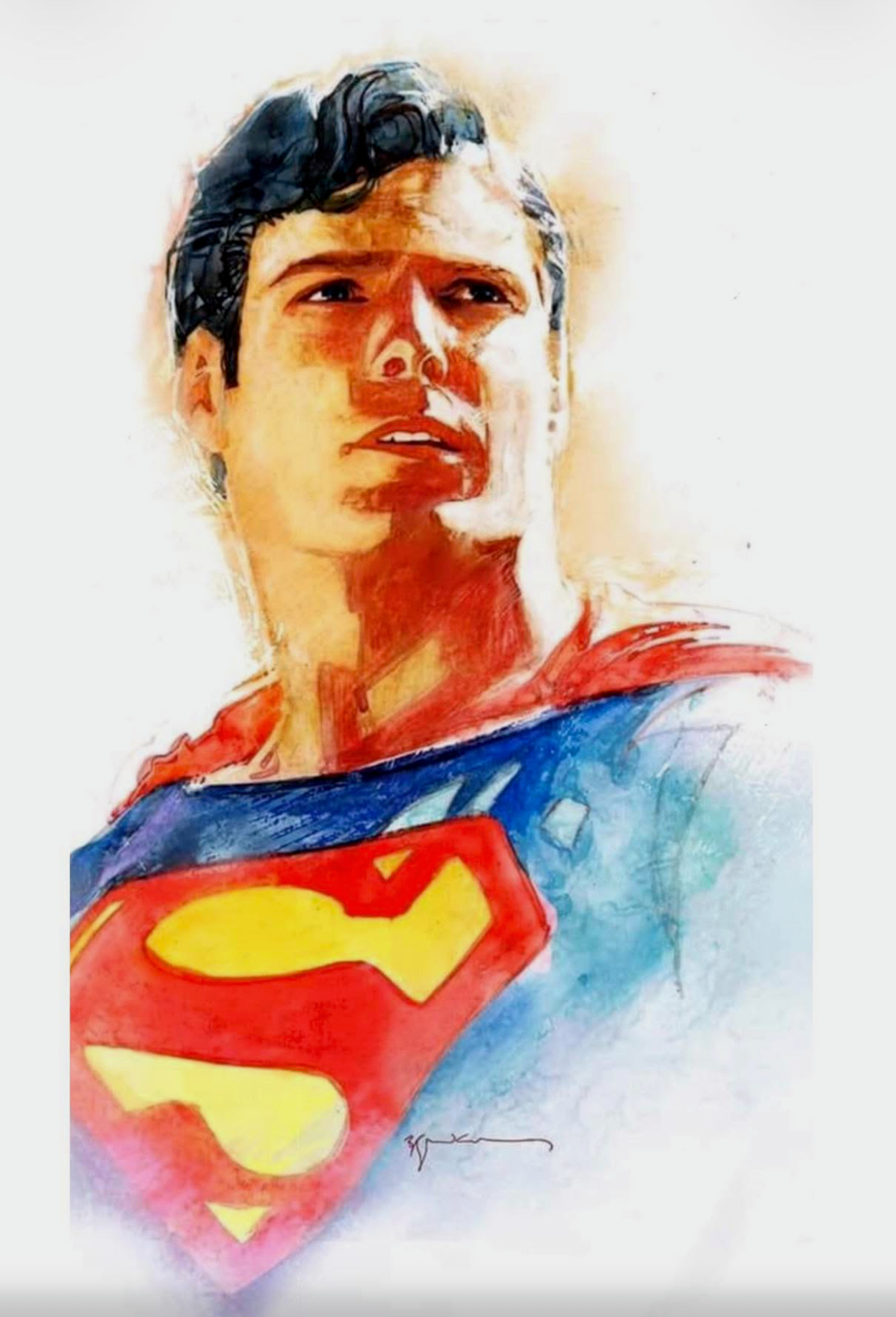 Superman Christopher Reeves DC Bill Sienkiewicz SIGNED Crimson Skyward Paper Print Limited Edition of 50 - REGULAR Edition