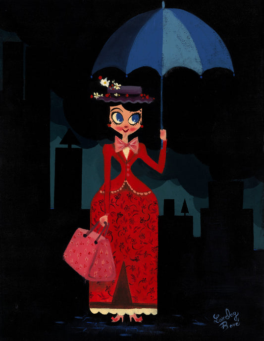 Mary Poppins Walt Disney Fine Art Lorelay BOVÉ Signed Limited Edition of 95 Print on Canvas "Mary's Umbrella"
