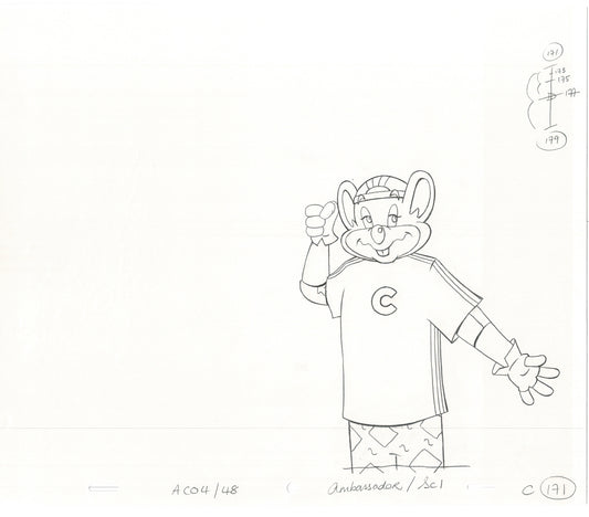 Chuck E Cheese Pizza Commercial Production Animation Cel Drawing 2005 E-005