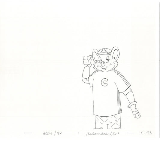 Chuck E Cheese Pizza Commercial Production Animation Cel Drawing 2005 E-006