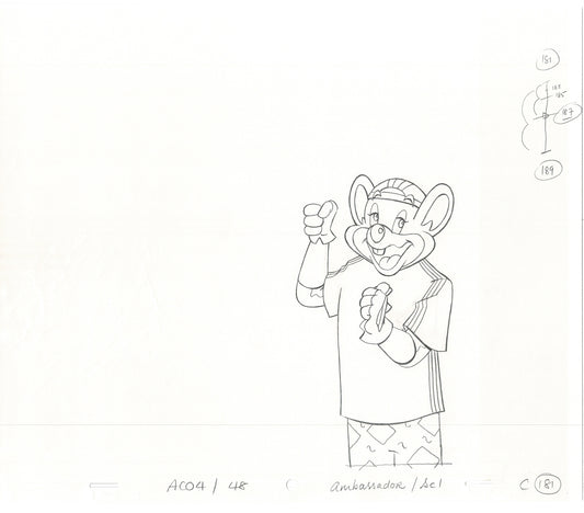 Chuck E Cheese Pizza Commercial Production Animation Cel Drawing 2005 E-010