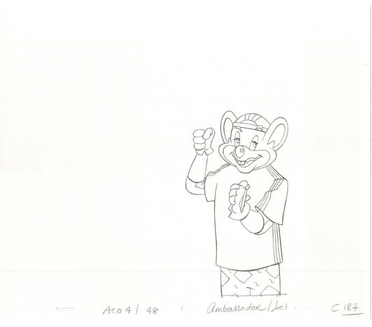 Chuck E Cheese Pizza Commercial Production Animation Cel Drawing 2005 E-013