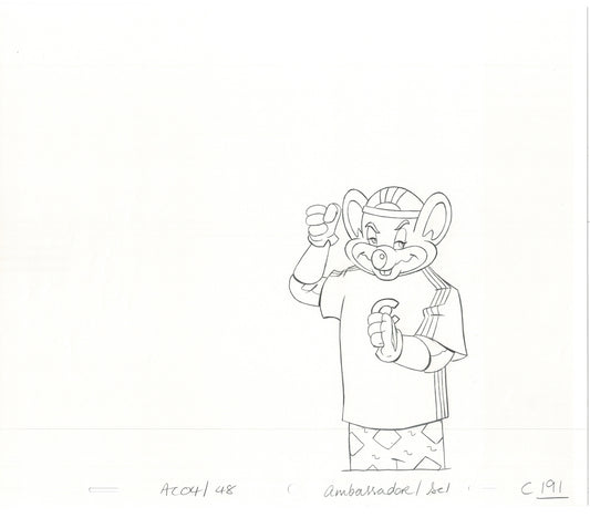 Chuck E Cheese Pizza Commercial Production Animation Cel Drawing 2005 E-015