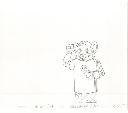 Chuck E Cheese Pizza Commercial Production Animation Cel Drawing 2005 E-017