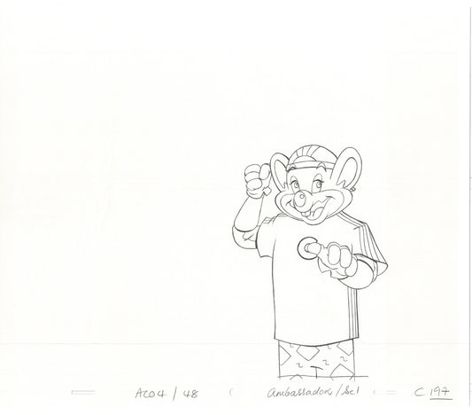 Chuck E Cheese Pizza Commercial Production Animation Cel Drawing 2005 E-018