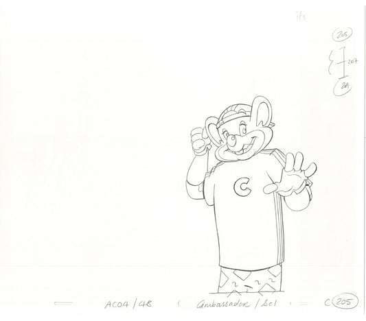 Chuck E Cheese Pizza Commercial Production Animation Cel Drawing 2005 E-022