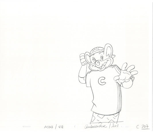 Chuck E Cheese Pizza Commercial Production Animation Cel Drawing 2005 E-023