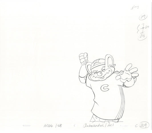 Chuck E Cheese Pizza Commercial Production Animation Cel Drawing 2005 E-024