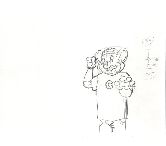 Chuck E Cheese Pizza Commercial Production Animation Cel Drawing 2005 ER030