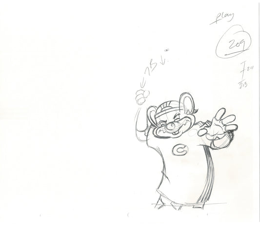 Chuck E Cheese Pizza Commercial Production Animation Cel Drawing 2005 ER032