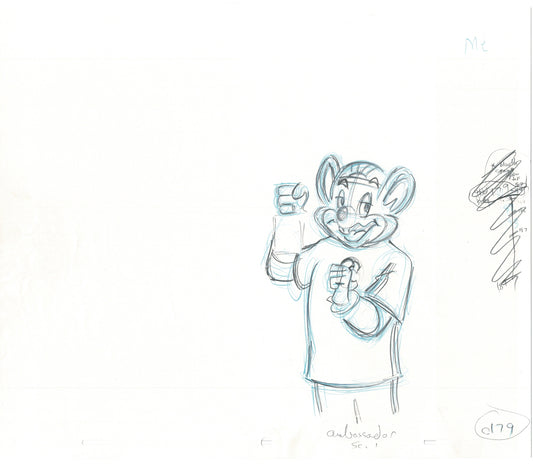 Chuck E Cheese Pizza Commercial Production Animation Cel Drawing 2005 ER047