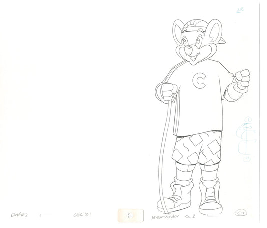Chuck E Cheese Pizza Commercial Production Animation Cel Drawing 2005 AMC-01
