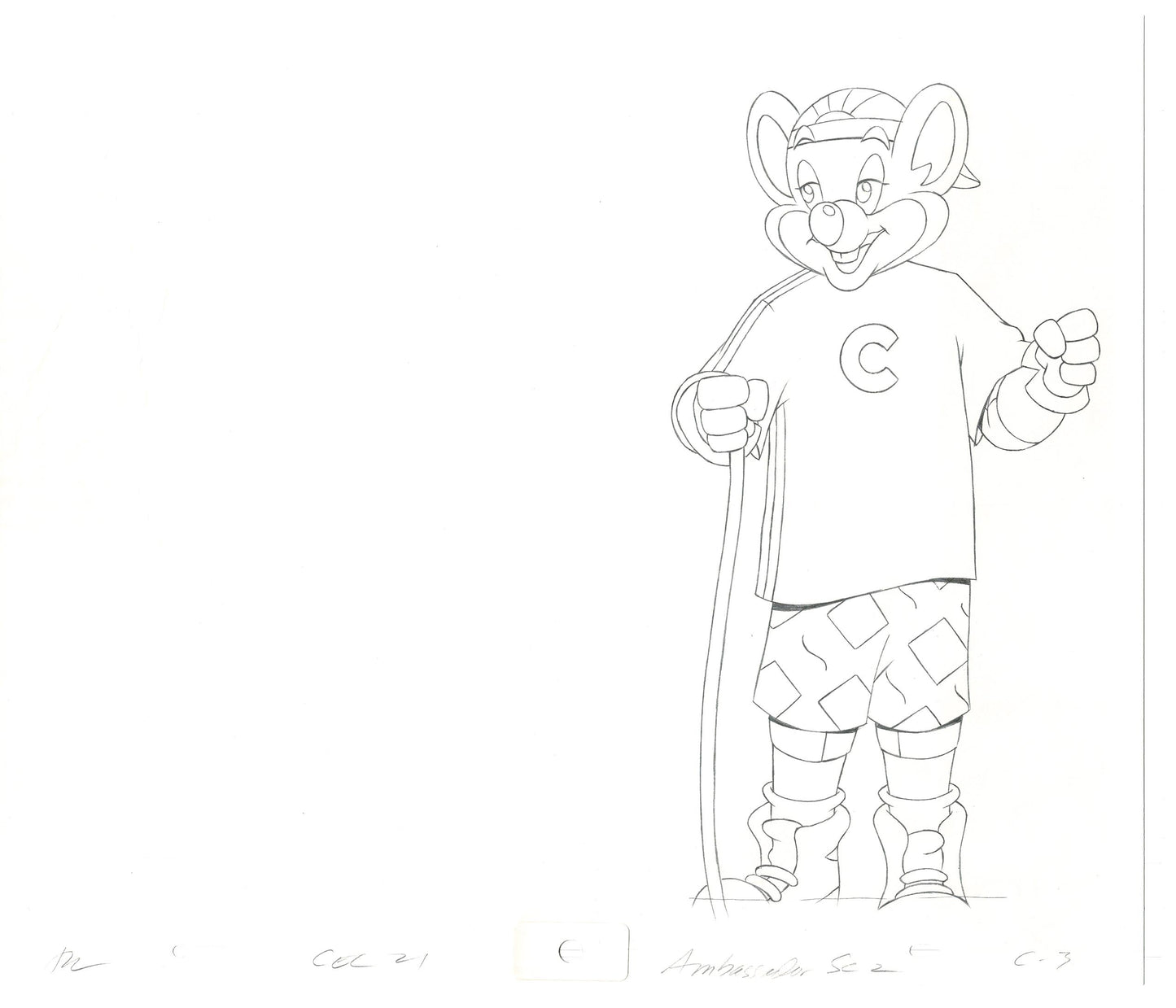 Chuck E Cheese Pizza Commercial Production Animation Cel Drawing 2005 AMC-02