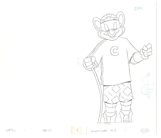 Chuck E Cheese Pizza Commercial Production Animation Cel Drawing 2005 AMC-05