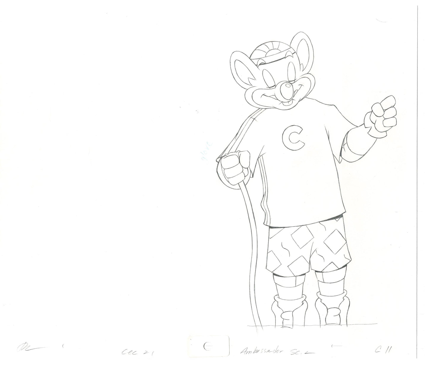 Chuck E Cheese Pizza Commercial Production Animation Cel Drawing 2005 AMC-06