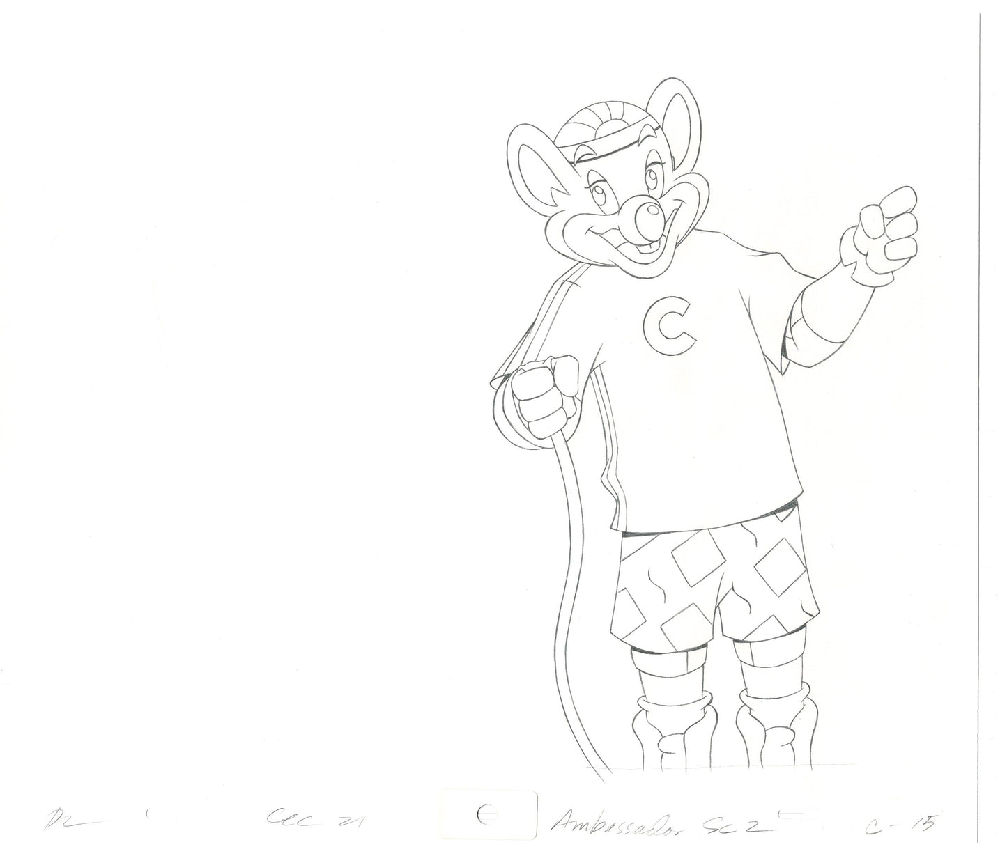 Chuck E Cheese Pizza Commercial Production Animation Cel Drawing 2005 AMC-08