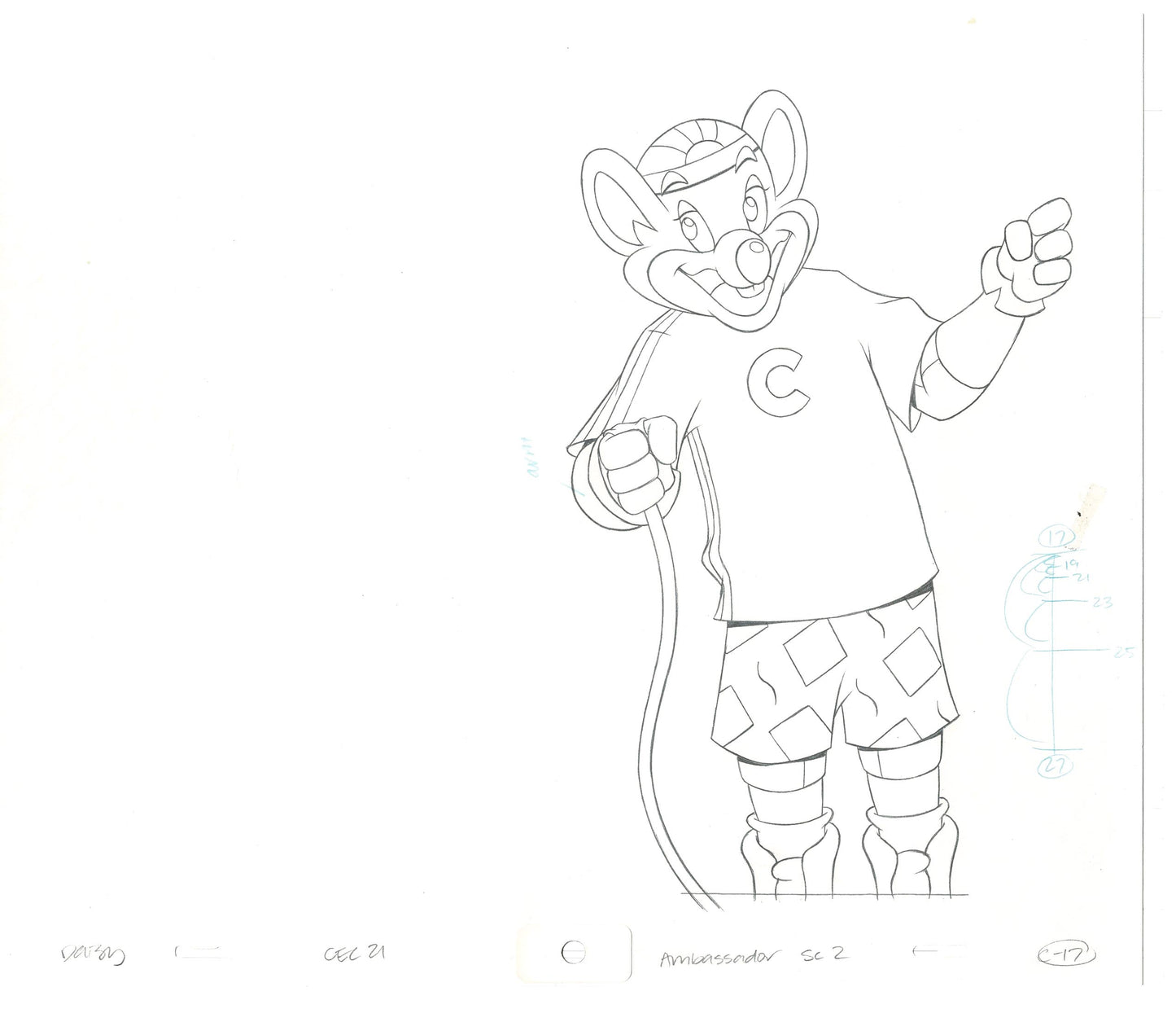 Chuck E Cheese Pizza Commercial Production Animation Cel Drawing 2005 AMC-09