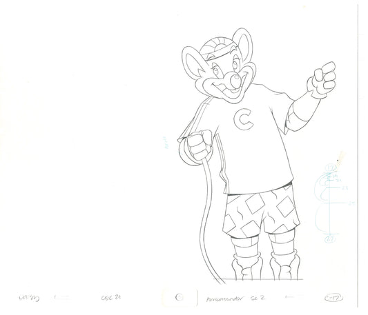 Chuck E Cheese Pizza Commercial Production Animation Cel Drawing 2005 AMC-09