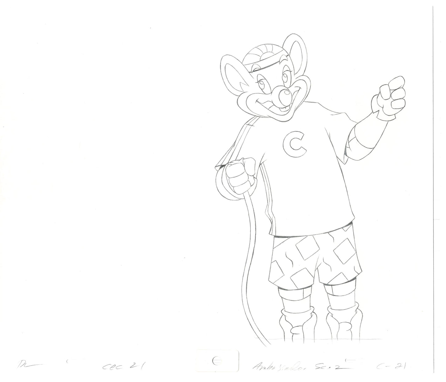 Chuck E Cheese Pizza Commercial Production Animation Cel Drawing 2005 AMC-11